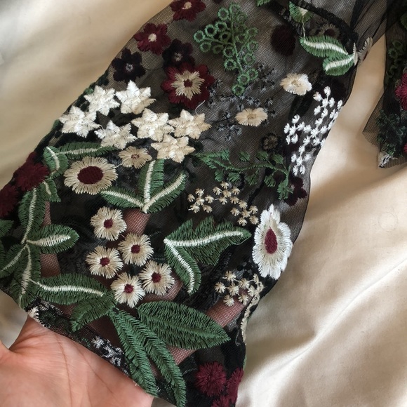 2 for $15 - Embroidered Mesh Crop Top - Picture 2 of 7